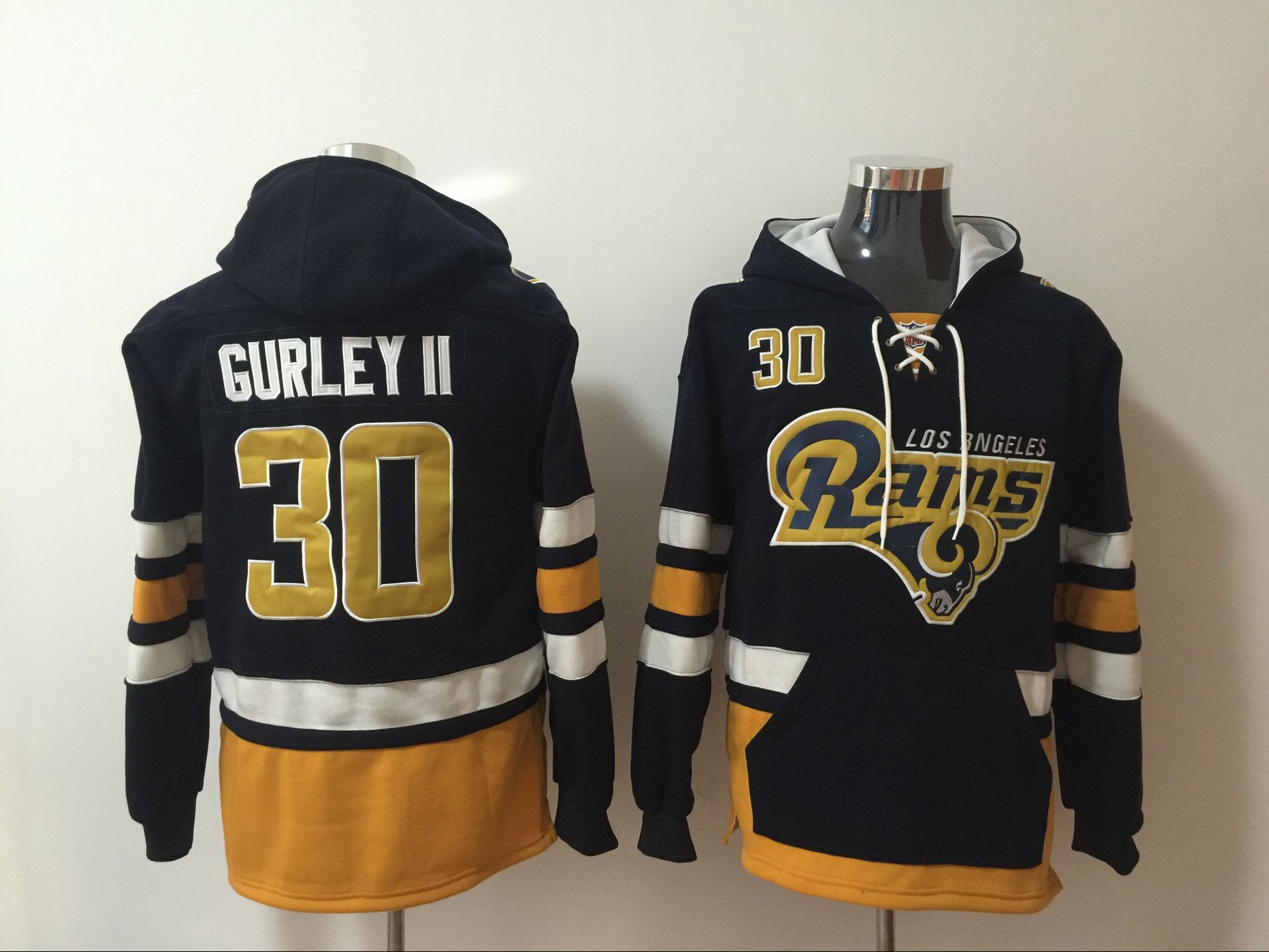 Men NFL Nike Los Angeles Rams #30 Gurley II Black Sweatshirts->nfl sweatshirts->Sports Accessory